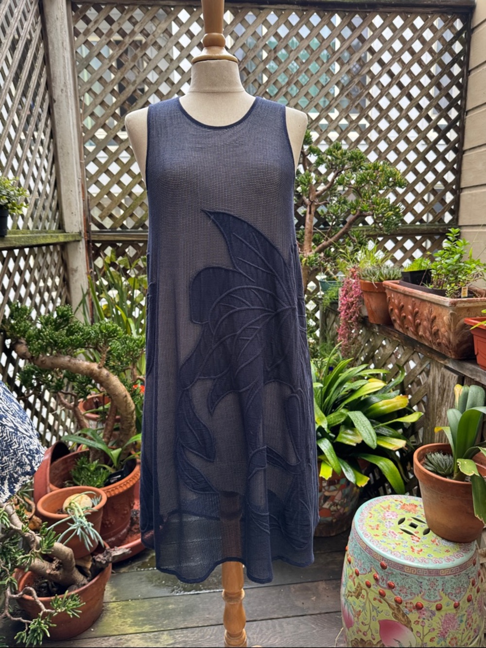 HUTCH x Anthropologie Dress, Cotton Mesh w/ appliqué. Lined. Size Medium